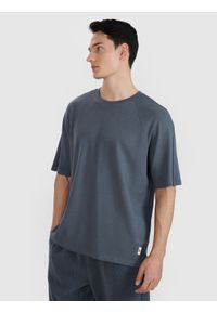 4f - 4F T-shirt oversize z modalem męski - szara L. Okazja: na co dzień. Kolor: szary. Materiał: materiał, bawełna, dzianina. Długość rękawa: krótki rękaw. Długość: krótkie. Styl: casual, klasyczny, sportowy #1
