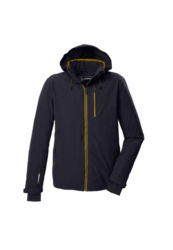 Kurtka narciarska z kapturem Killtec KSW 24. Typ kołnierza: kaptur. Kolor: żółty, niebieski, wielokolorowy. Sezon: zima. Sport: narciarstwo