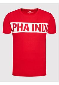 Alpha Industries T-Shirt Printed Stripe 118511 Czerwony Regular Fit. Kolor: czerwony. Materiał: bawełna