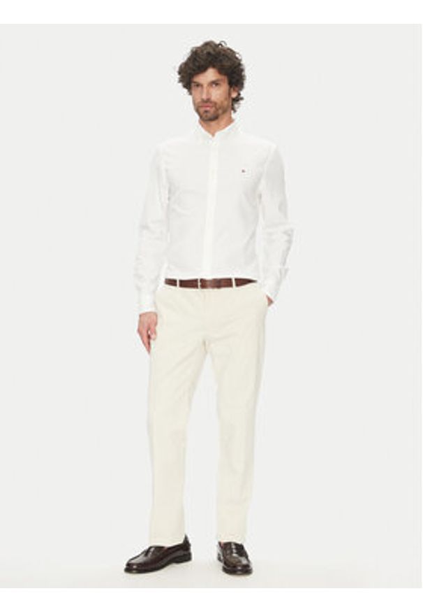 TOMMY HILFIGER - Tommy Hilfiger Koszula MW0MW38556 Biały Slim Fit. Kolor: biały. Materiał: bawełna