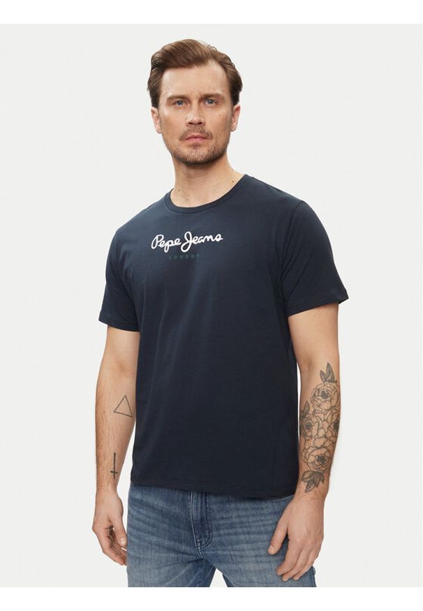 Pepe Jeans T-Shirt Eggo N PM508208 Granatowy Regular Fit. Kolor: niebieski. Materiał: bawełna