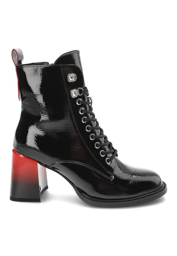 Czarne Botki S.Barski Eleganckie Damskie Buty Na Obcasie. Okazja: na spotkanie biznesowe, na co dzień. Kolor: czarny. Materiał: skóra ekologiczna. Wzór: gładki. Obcas: na obcasie. Styl: elegancki. Wysokość obcasa: średni