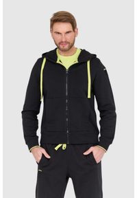 Blauer USA - BLAUER Czarna męska rozpinana bluza z kapturem, Rozmiar M. Typ kołnierza: kaptur. Kolor: czarny