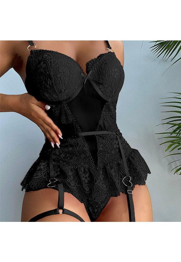 Intica - Body koronkowe na romantyczne wieczory Cesidia. Kolor: czarny. Materiał: koronka. Wzór: koronka