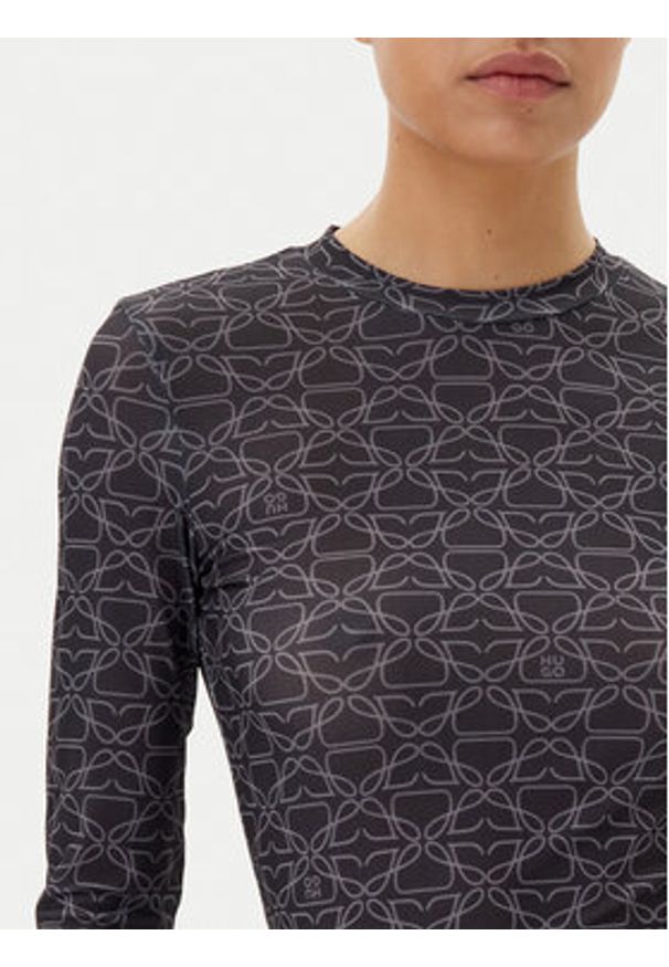 Hugo - HUGO Bluzka Diralina_10 50542422 Czarny Slim Fit. Kolor: czarny. Materiał: syntetyk