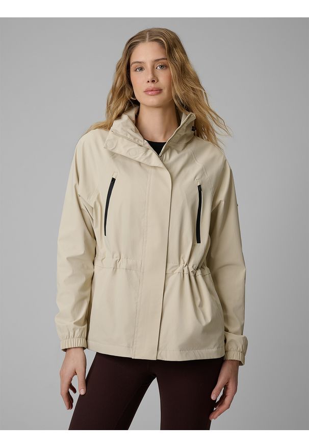 4f - 4F Parka przejściowa membrana 5000 damska - beżowa XXL. Okazja: na co dzień. Kolor: beżowy. Materiał: skóra, materiał. Styl: casual