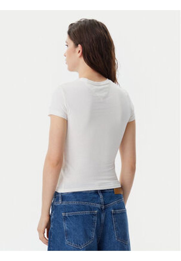 Tommy Jeans T-Shirt Essential DW0DW19447 Écru Slim Fit. Materiał: bawełna