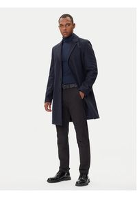 Hugo - HUGO Płaszcz wełniany Migor2541 50546528 Granatowy Slim Fit. Kolor: niebieski. Materiał: wełna #4