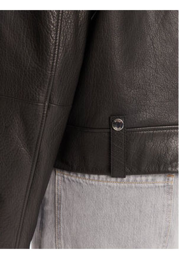 BOSS Kurtka skórzana C_Sandy 50541769 Czarny Regular Fit. Kolor: czarny. Materiał: skóra