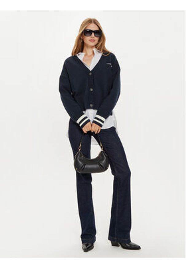 Guess Jeans Kardigan W4BR81 Z3HM1 Granatowy Regular Fit. Kolor: niebieski. Materiał: bawełna