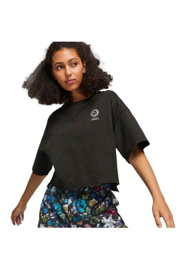Podkoszulek Puma X Liberty Graphic Tee, Kobiety. Kolor: czarny. Materiał: materiał, bawełna