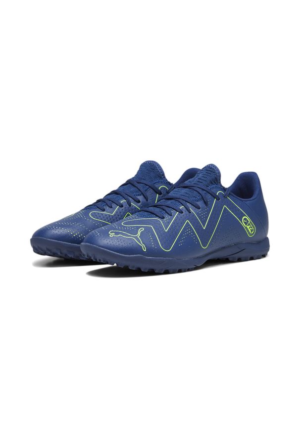 Buty piłkarskie męskie Puma Future Play Tt. Zapięcie: sznurówki. Kolor: wielokolorowy, niebieski, zielony. Materiał: guma, materiał, tkanina, syntetyk. Szerokość cholewki: normalna. Sport: piłka nożna