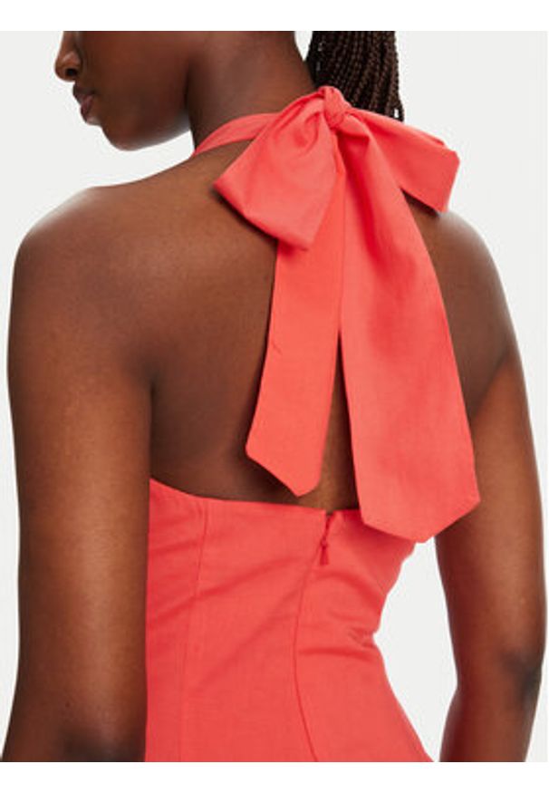 BARDOT - Bardot Sukienka koktajlowa Marabella Halter 59803DB1 Koralowy Regular Fit. Typ kołnierza: dekolt halter. Kolor: pomarańczowy. Materiał: wiskoza. Styl: wizytowy
