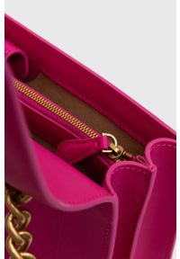 Pinko torebka skórzana kolor różowy. Kolor: różowy. Materiał: skórzane #4