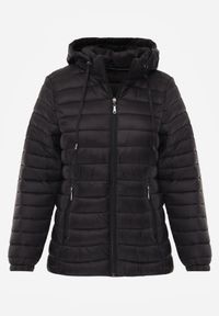 Born2be - Czarna Klasyczna Kurtka Przejściowa z Pikowaniem i Odpinanym Kapturem Fezizola. Okazja: na co dzień. Kolor: czarny. Materiał: jeans. Sezon: wiosna, jesień. Styl: klasyczny #3