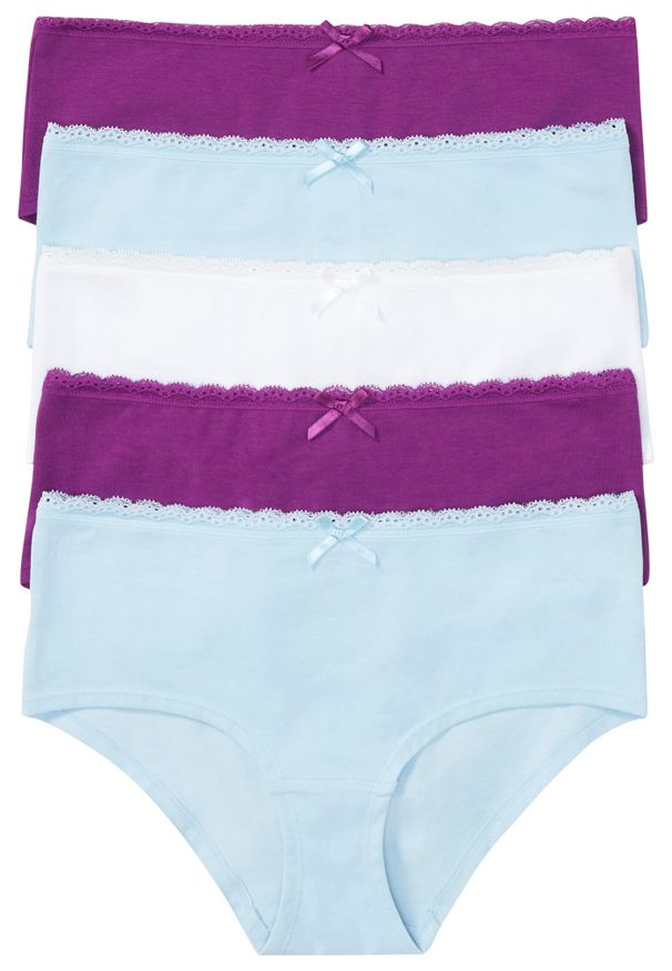 bonprix - Figi panty (5 par) z bawełny organicznej. Kolor: fioletowy. Materiał: bawełna