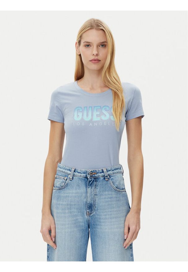 Guess T-Shirt W5GI14 J1314 Niebieski Regular Fit. Kolor: niebieski. Materiał: bawełna