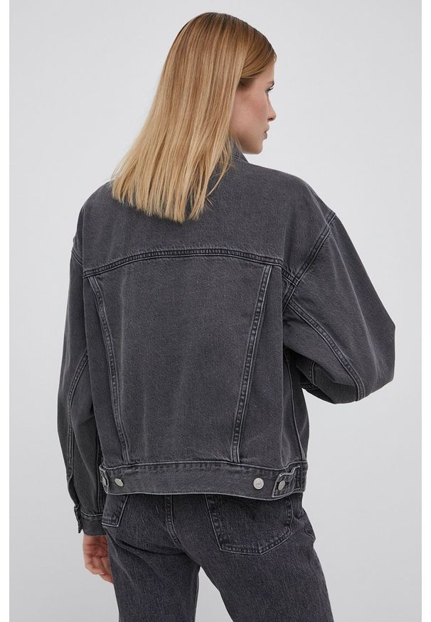 Levi's® - Levi's kurtka jeansowa damska kolor szary przejściowa. Okazja: na spotkanie biznesowe. Kolor: szary. Materiał: jeans. Wzór: gładki. Styl: biznesowy