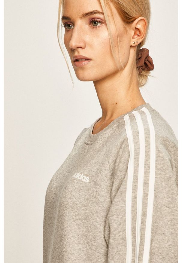 Adidas - adidas - Bluza. Kolor: szary. Materiał: dzianina. Długość rękawa: raglanowy rękaw. Wzór: gładki