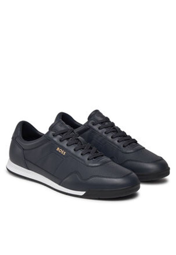BOSS Sneakersy Titanium 50536525 Granatowy. Kolor: niebieski. Materiał: skóra