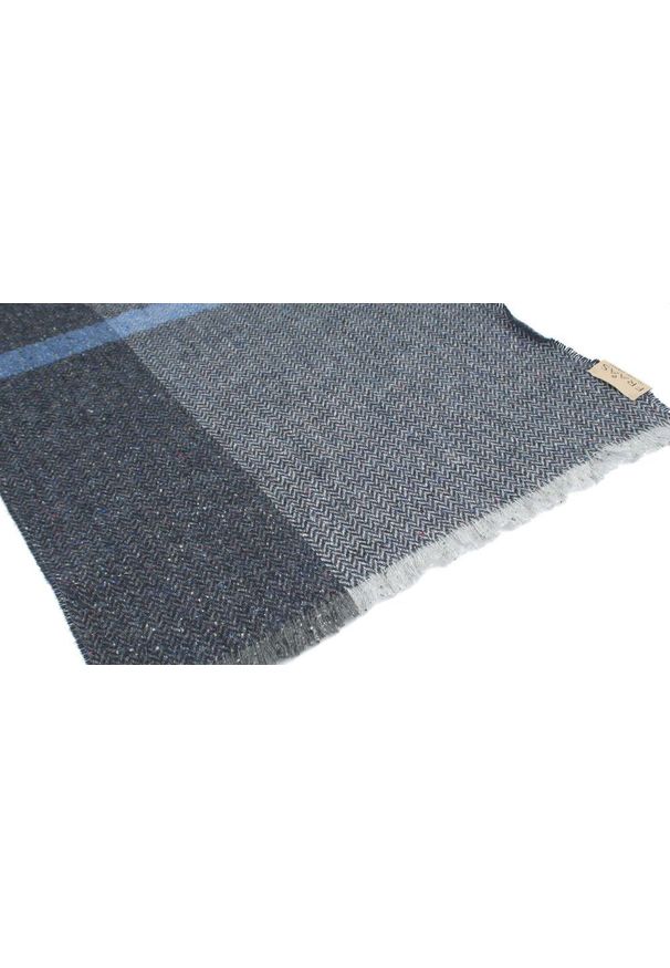 Męski Szalik z Wełną i Jedwabiem - V. Fraas - Odcienie Granatu i Popielu. Kolor: niebieski. Materiał: wełna, jedwab. Sezon: zima, lato. Styl: elegancki, klasyczny