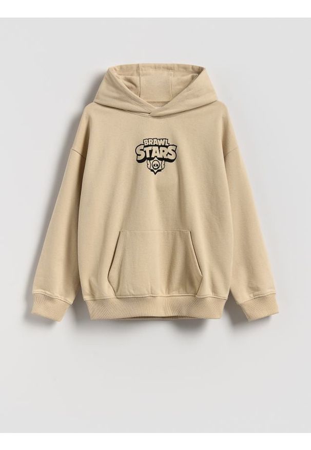 Reserved - Bluza Brawl Stars - beżowy. Kolor: beżowy. Materiał: bawełna, dzianina
