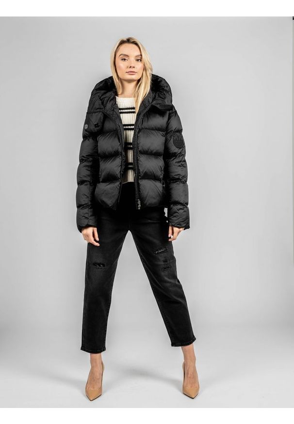 Pinko Kurtka "Giza" | 1G16CJ Y762 | Giza | Kobieta | Czarny. Typ kołnierza: kaptur, kołnierzyk stójkowy. Kolor: czarny. Materiał: poliamid. Wzór: aplikacja