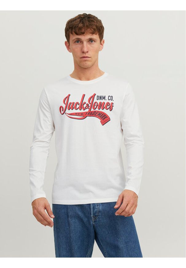 Jack & Jones - Jack&Jones Longsleeve 12236061 Biały Standard Fit. Kolor: biały. Materiał: bawełna. Długość rękawa: długi rękaw