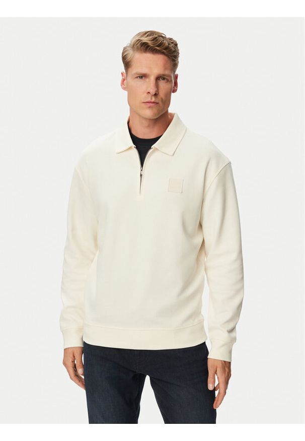 JOOP! Jeans Sweter Jjj-Davon 30103327 Kremowy Regular Fit. Kolor: kremowy. Materiał: bawełna