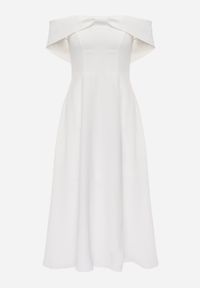 Renee - Biała Rozkloszowana Sukienka Koktajlowa VICES z Hiszpańskim Dekoltem Neamerianne. Okazja: na wesele, na ślub cywilny. Typ kołnierza: dekolt hiszpanka. Kolor: biały. Materiał: lakier, poliester. Typ sukienki: rozkloszowane. Styl: wizytowy #5