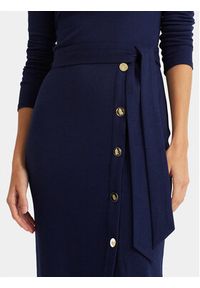 Lauren Ralph Lauren Sukienka dzianinowa 250889290003 Granatowy Slim Fit. Kolor: niebieski. Materiał: bawełna