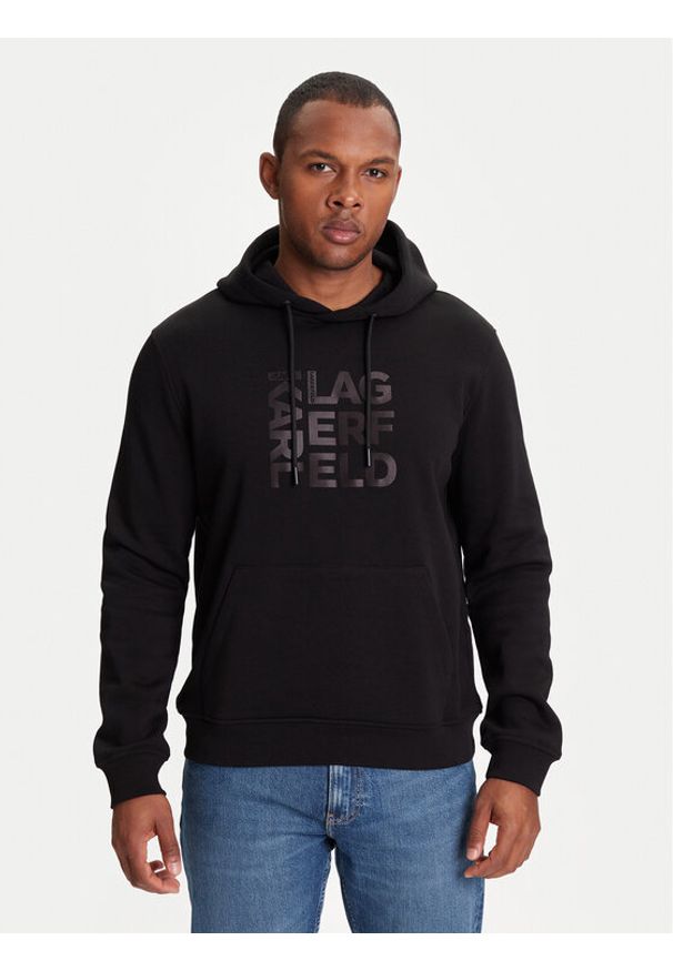 Karl Lagerfeld - KARL LAGERFELD Bluza 705039 553910 Czarny Regular Fit. Typ kołnierza: dekolt w karo. Kolor: czarny. Materiał: bawełna