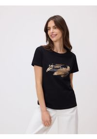 Reserved - T-shirt z nadrukiem - czarny. Kolor: czarny. Materiał: dzianina, bawełna. Wzór: nadruk #1