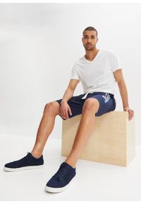 bonprix - Bermudy z dżerseju. Kolor: niebieski. Materiał: jersey. Wzór: nadruk #3