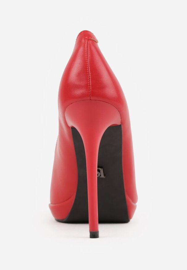 Renee - Czerwone Szpilki Vices na Grubej Podeszwie z Wkładką ze Skóry Naturalnej Ahrrie. Okazja: na wesele, na ślub cywilny, na imprezę. Kolor: czerwony. Materiał: skóra. Obcas: na szpilce. Styl: klasyczny