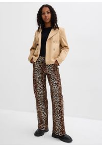 bonprix - Dżinsy wide leg z wysokim stanem. Stan: podwyższony. Kolor: beżowy. Styl: elegancki