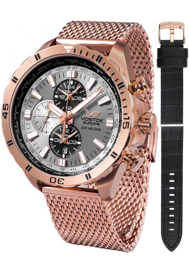 Zegarek męski Vostok Europe YM26-320B653B różowe złoto. Kolor: złoty, wielokolorowy, różowy