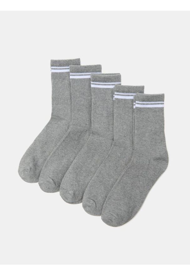 Sinsay - Prążkowane skarpetki 5 pack - szary. Kolor: szary. Materiał: prążkowany