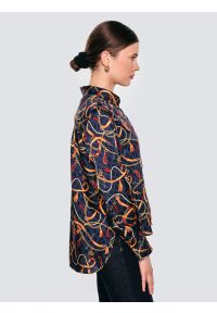 Big-Star - Koszula damska z nadrukiem granatowa Dorta 403. Okazja: do pracy, na spotkanie biznesowe. Kolor: niebieski. Materiał: tkanina, satyna, poliester. Wzór: nadruk. Styl: klasyczny, biznesowy #2