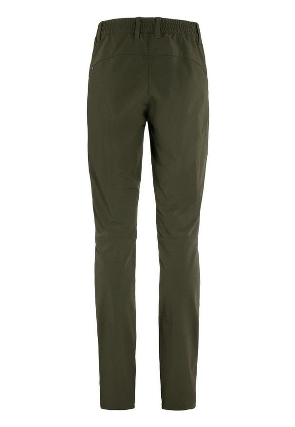 Fjällräven - Spodenki turystyczne Abisko Trail Stretch Trousers W - zielone. Kolor: zielony. Materiał: materiał. Sezon: zima. Sport: narciarstwo