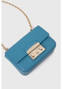 Furla torebka skórzana kolor niebieski. Kolor: niebieski. Materiał: skórzane #2