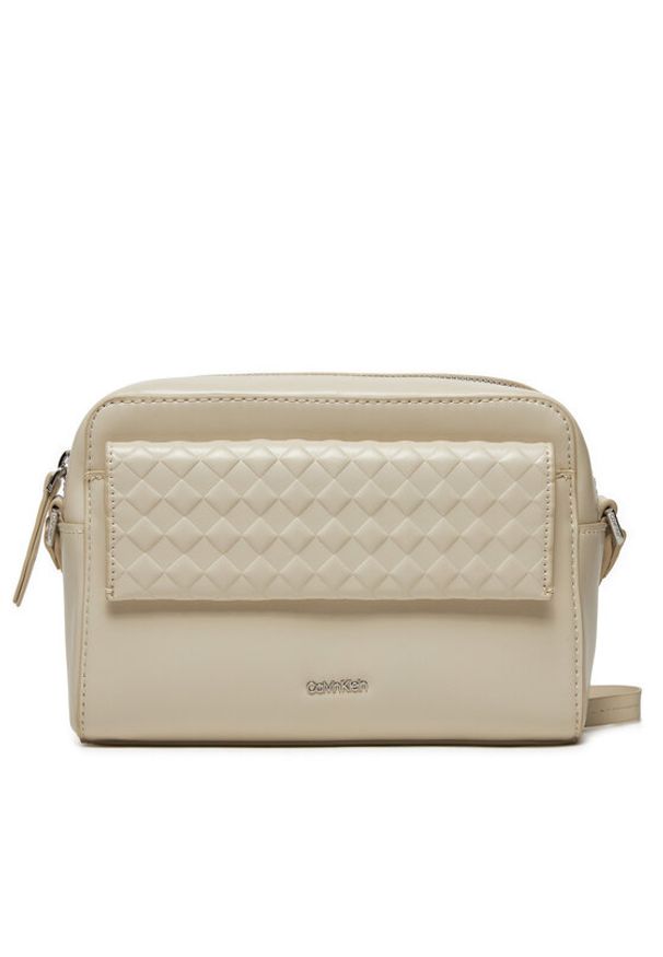 Calvin Klein Torebka Calvin Mini Quilt Camera Bag K60K611884 Écru. Materiał: skórzane
