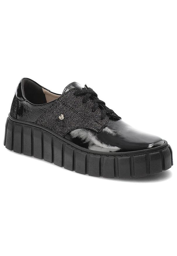 Czarne Sneakersy Lemar Codzienne Buty Damskie. Okazja: na co dzień. Zapięcie: sznurówki. Kolor: czarny. Materiał: materiał, skóra. Szerokość cholewki: normalna