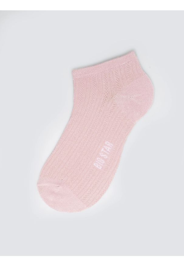 Big-Star - Stopki damskie ażurowe różowe Holiana 600. Kolor: różowy. Materiał: skóra, wiskoza. Wzór: ażurowy