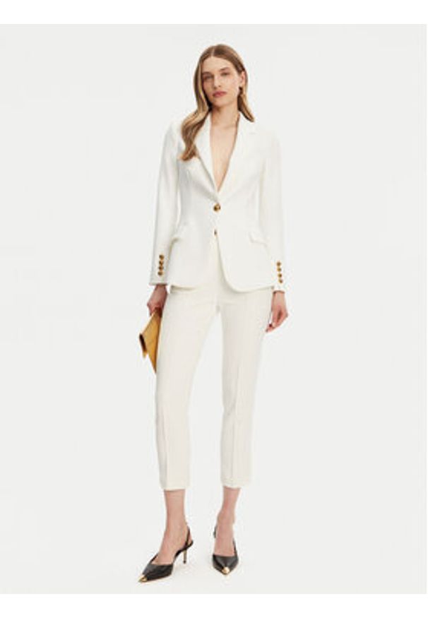 Elisabetta Franchi Spodnie materiałowe PA-076-51E2-V280 Biały Regular Fit. Kolor: biały. Materiał: syntetyk