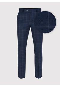 Pako Lorente - PAKO LORENTE – Granatowe spodnie garniturowe w kratę. Kolor: niebieski. Styl: elegancki