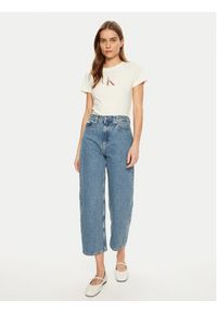 Calvin Klein Jeans T-Shirt Gradient J20J224982 Écru Slim Fit. Materiał: bawełna. Wzór: gradientowy