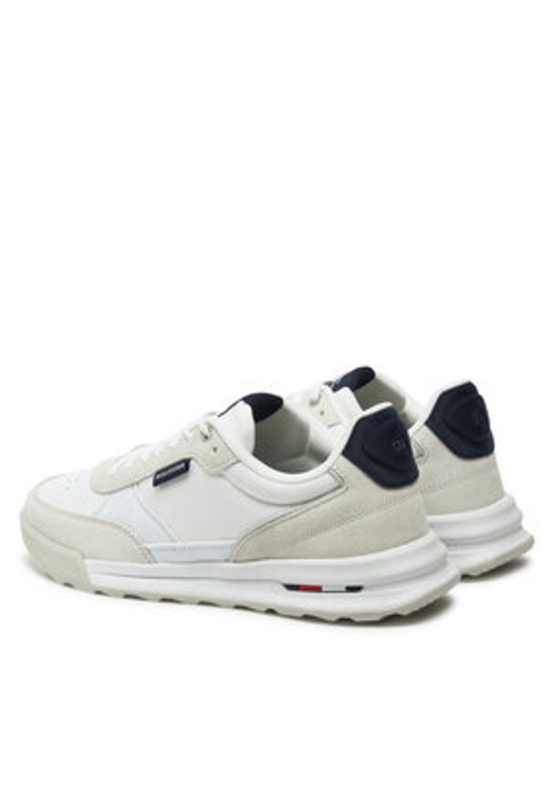 TOMMY HILFIGER - Tommy Hilfiger Sneakersy Retro Runner Mix Rwb FM0FM05371 Biały. Kolor: biały. Materiał: skóra
