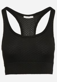 Born2be - Czarny Biustonosz Top Sportowy z Elastycznego Materiału Revettia. Okazja: na co dzień. Kolor: czarny. Materiał: materiał. Styl: sportowy