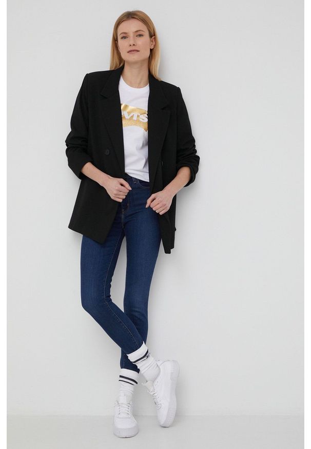 Levi's® - Levi's T-shirt bawełniany kolor biały. Okazja: na spotkanie biznesowe, na co dzień. Kolor: biały. Materiał: bawełna. Wzór: nadruk. Styl: casual, biznesowy